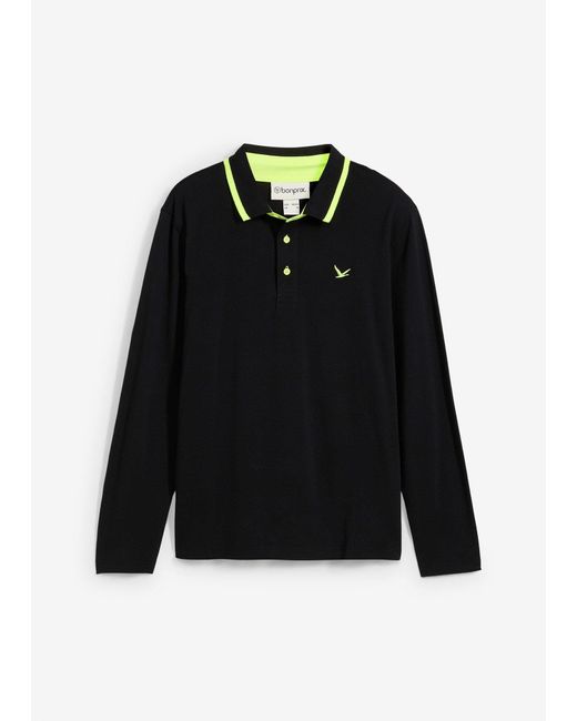 bonprix Piqué-Poloshirt Aus Reiner Bio-Baumwolle in Black für Herren