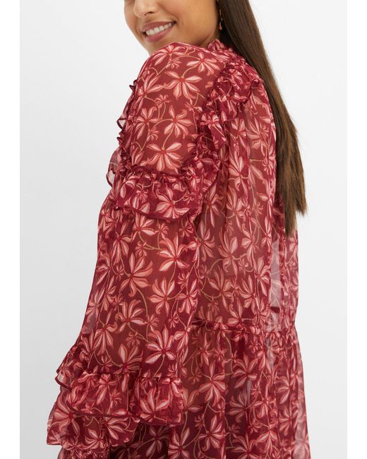 bonprix Red Chiffonbluse Mit Rüschen