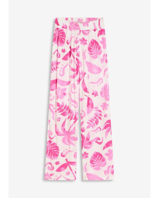 bonprix Pink Bedruckte Weite Hose Aus Strukturierter Viskose