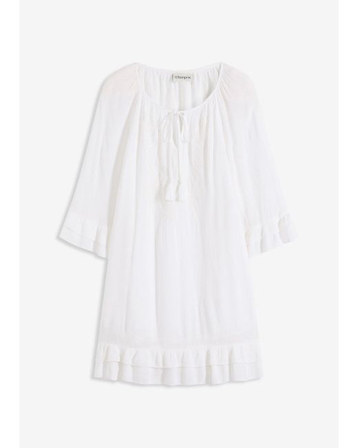 bonprix White Boho Kleid Mit Stickerei