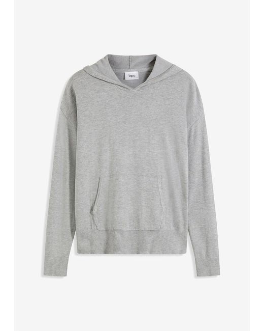 Maglione Con Cappuccio E Tasca A Marsupio di bonprix in Gray