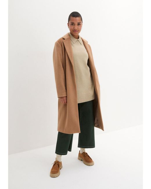 Maglione Oversize A Collo Alto Con Spacchi Laterali di bonprix in Natural