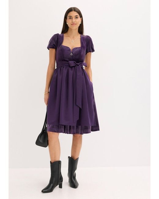 bonprix Purple Dirndl Und Schürze (2-Tlg.Set)