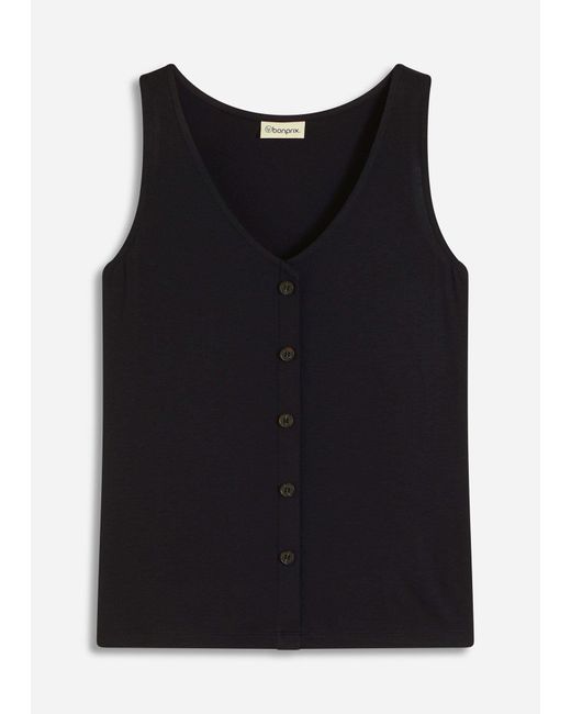 bonprix Black Top Mit Knopfleiste