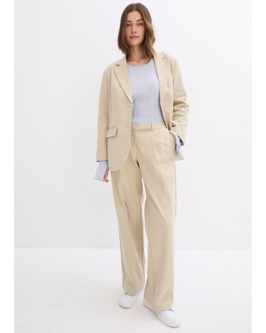 bonprix White Geripptes Strickshirt