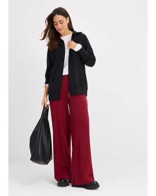 Felpa Lunga Con Zip di bonprix in Black