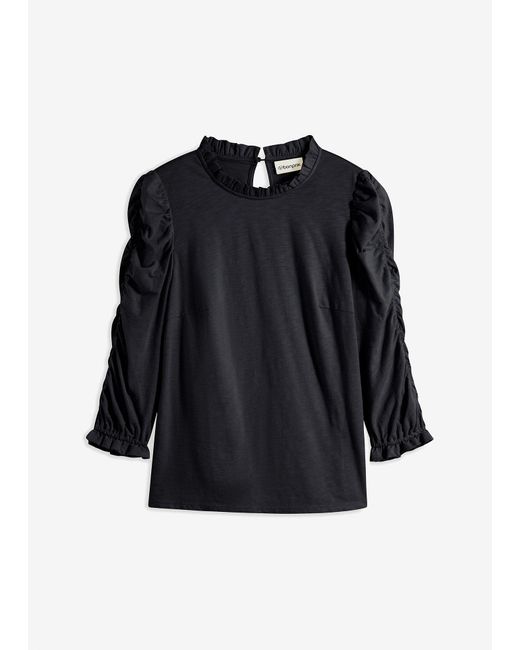 bonprix Black 3/4-Arm Shirt Mit Raffung