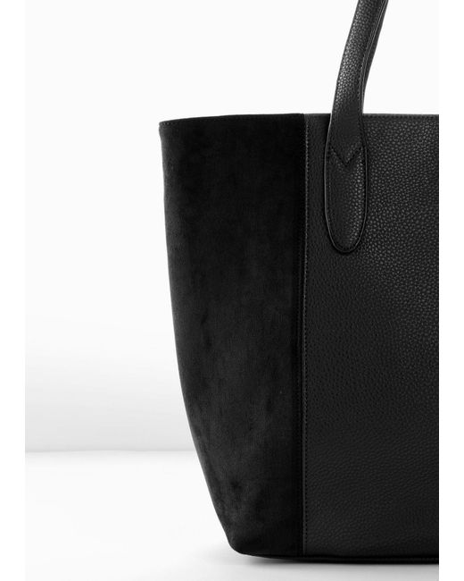 bonprix Black Großer Shopper Im Materialmix