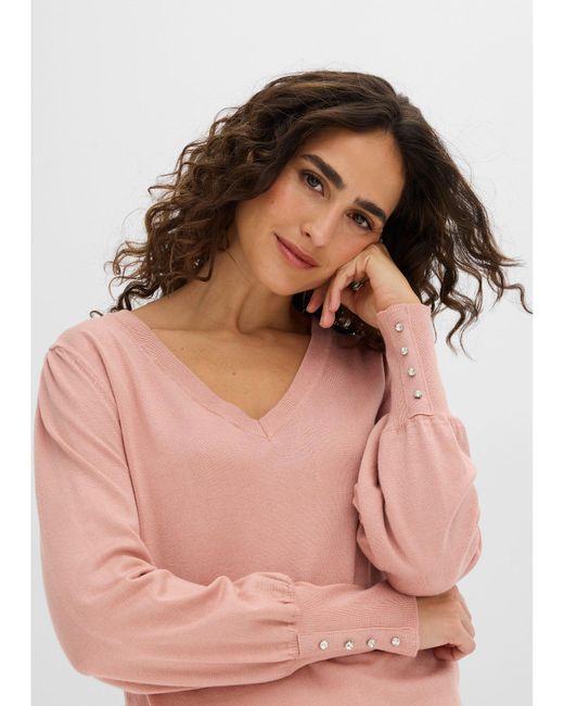 bonprix Pink Feinstrickpullover Aus Viskose-Mix