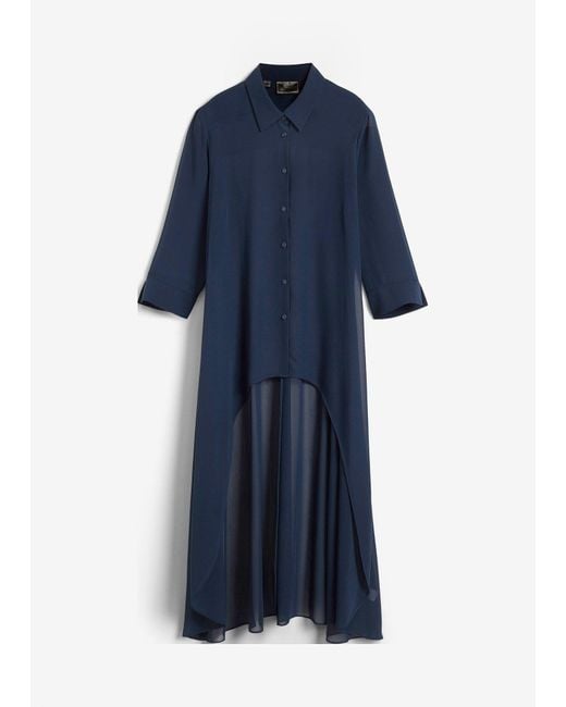 Blusa Di Chiffon Con Volant di bonprix in Blue