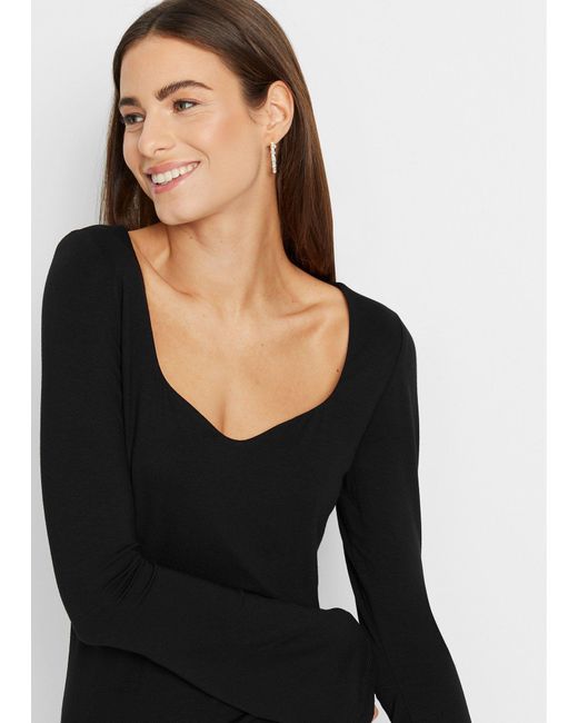 bonprix Black Langarmshirt Aus Viskose