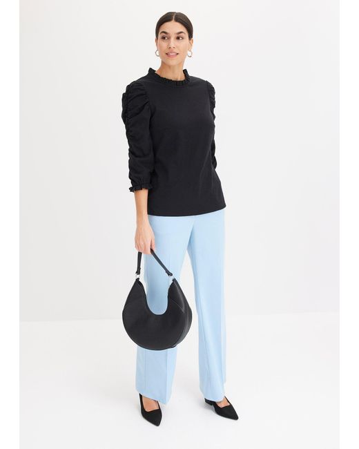 bonprix Black 3/4-Arm Shirt Mit Raffung