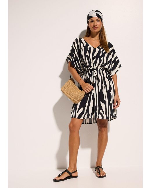 bonprix Black Strandkleid Aus Viskose