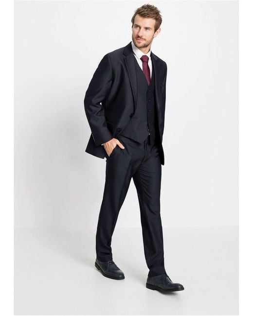 bonprix Anzug Mit Weste Und Krawatte (4-Tlg. Set) Regular Fit in Black für Herren