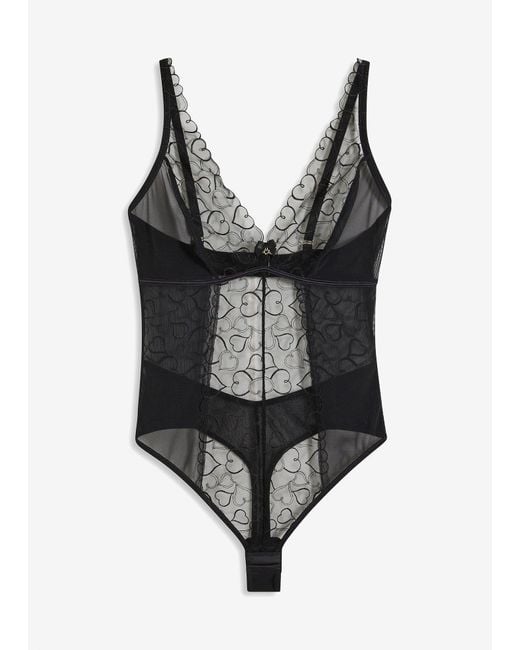 bonprix Black Stringbody Ohne Bügel Mit Edler Stickerei