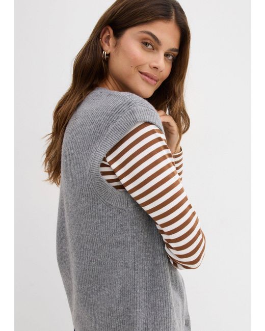 bonprix Gray Grobstrick-Pullunder