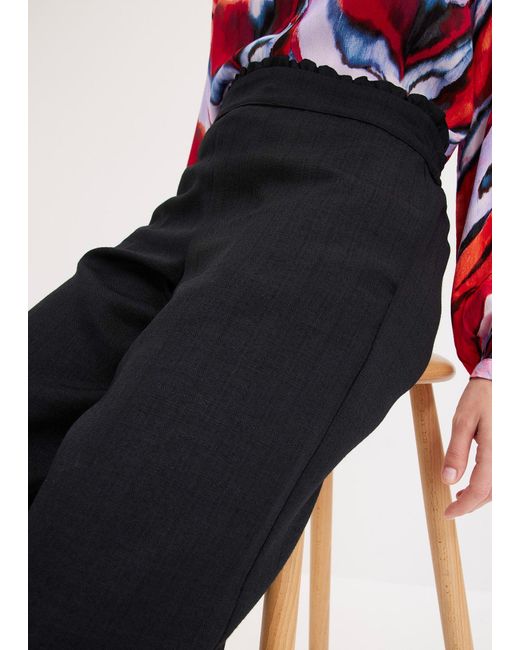 Pantaloni A Palazzo Effetto Lino Con Elastico di bonprix in Black