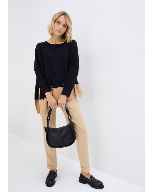 bonprix Black Poncho Feinstrickpullover