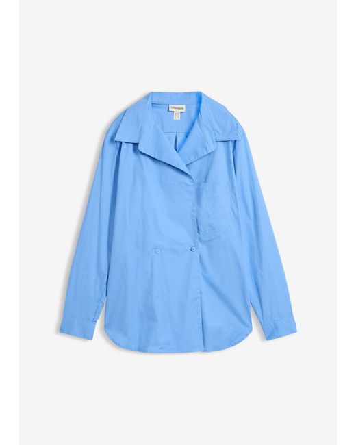 Camicia Lunga Con Scollo A V di bonprix in Blue