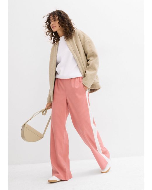 Pantaloni A Palazzo Con Elastico di bonprix in Pink