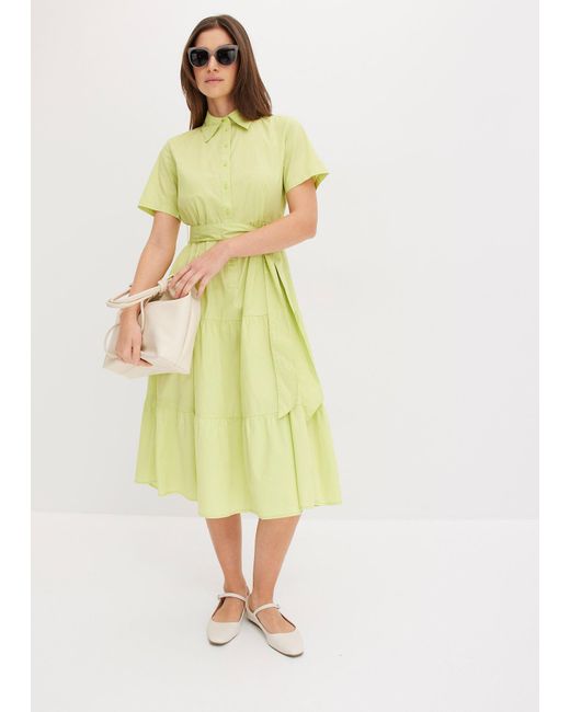 bonprix Green Blusenkleid Aus Elastischem Baumwoll-Mix
