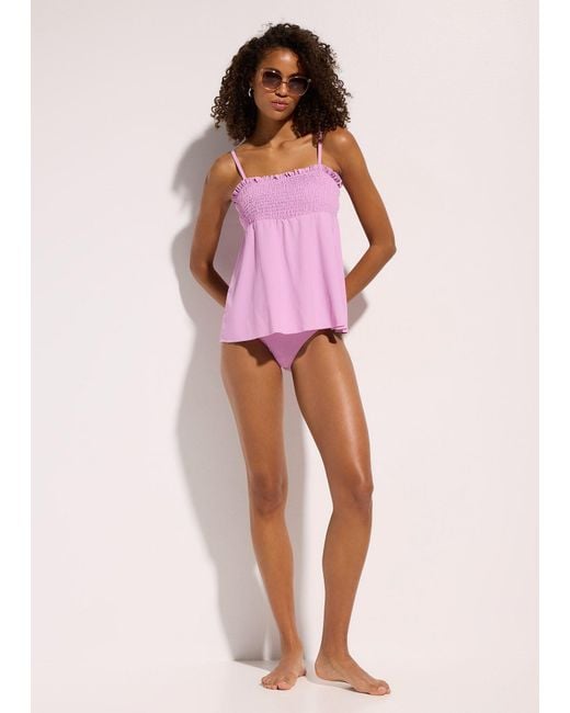 Tankini A Fascia Con Lavorazione A Punto Smock (Set 2 Pezzi) di bonprix in Pink