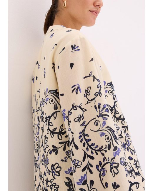 bonprix White Kurzes Boho-Kleid Im Leinen-Look