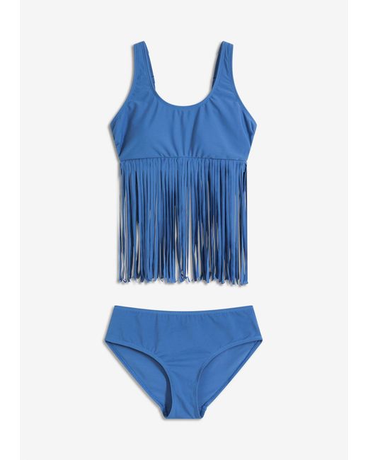 Tankini Con Frange (Set 2 Pezzi) di bonprix in Blue