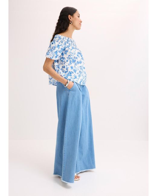 Camicetta Con Spalle Scoperte di bonprix in Blue