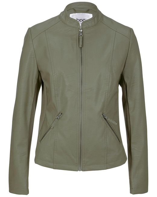 bonprix Green Leichte Lederimitat-Jacke Mit Seitlichen Stretcheinsätzen, Tailliert