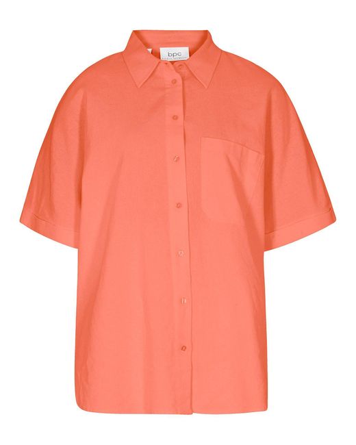 bonprix Orange Oversize Halbarmbluse Mit Leinen