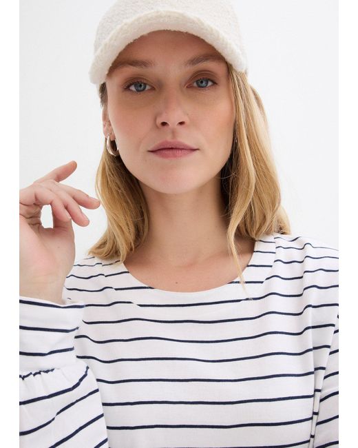bonprix White Langarmshirt Aus Reiner Bio-Baumwolle