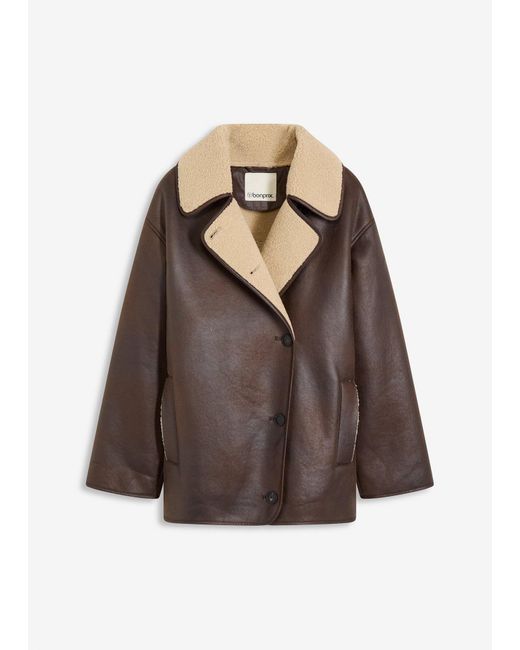 Giacca Di Montone Sintetico di bonprix in Brown