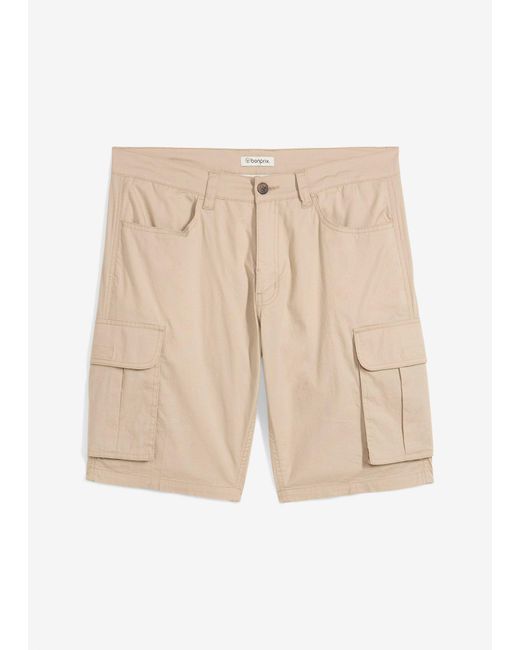Bermuda Cargo Elasticizzati, Regular Fit di bonprix in Natural da Uomo