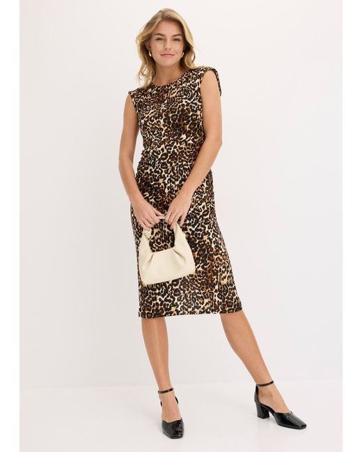 Abito Midi Con Arricciatura di bonprix in Natural