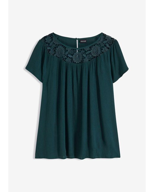 bonprix Green Bluse Mit Spitze