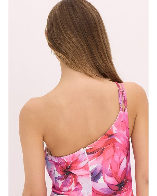 bonprix Pink One-Shoulder-Kleid Aus Strukturiertem Crepe
