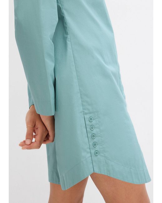 bonprix Blue Hemdblusenkleid Aus Reiner Baumwolle
