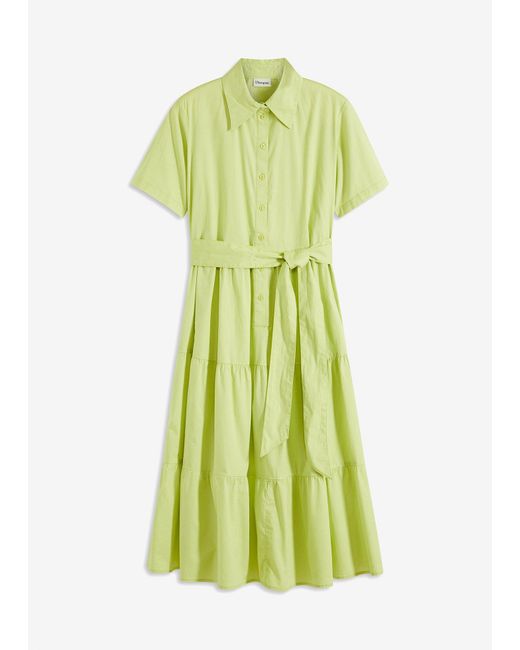 bonprix Green Blusenkleid Aus Elastischem Baumwoll-Mix