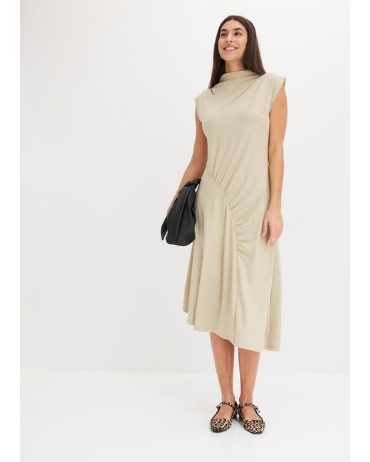 bonprix White Midikleid Mit Drappierung Und Asymmetrischen Saum