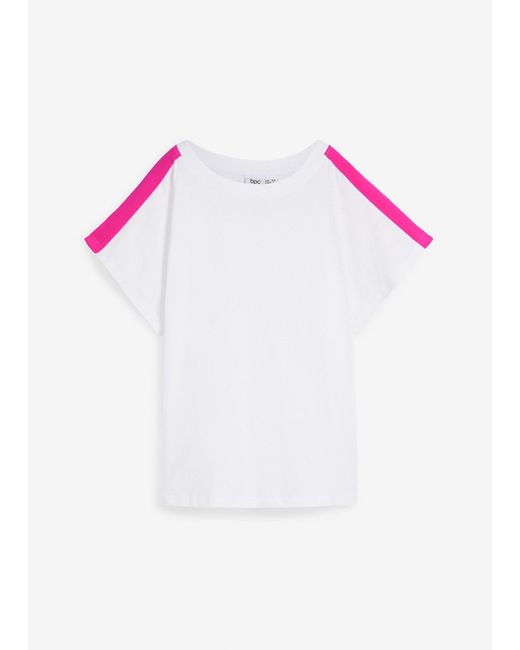 T-Shirt Con Righe Neon di bonprix in Pink