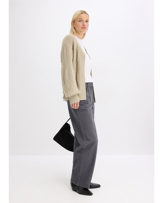 bonprix Natural Strickjacke Mit Zopfmuster