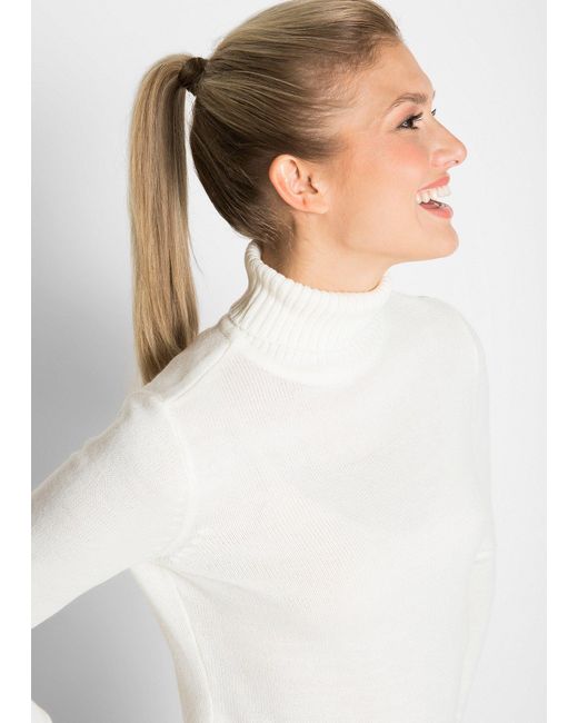 bonprix White Basic Rollkragenpullover