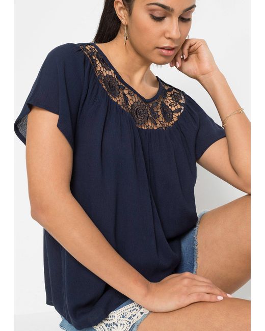 bonprix Blue Bluse Mit Spitze