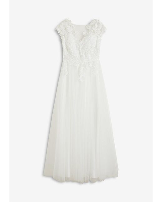 bonprix White Brautkleid Aus Zartem Tüll Mit Spitze