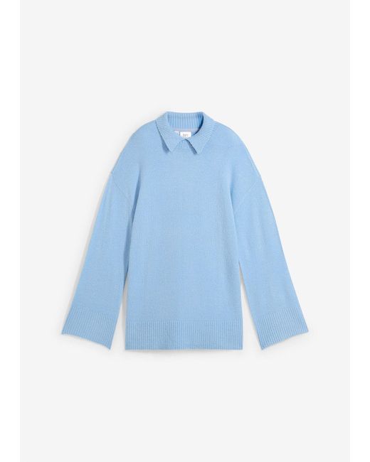 bonprix Blue Oversize Pullover Mit Turtleneck Und Seitenschlitzen