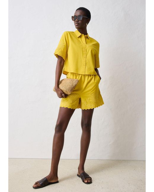 bonprix Yellow Verkürzte Hemdbluse Mit Seidenanteil