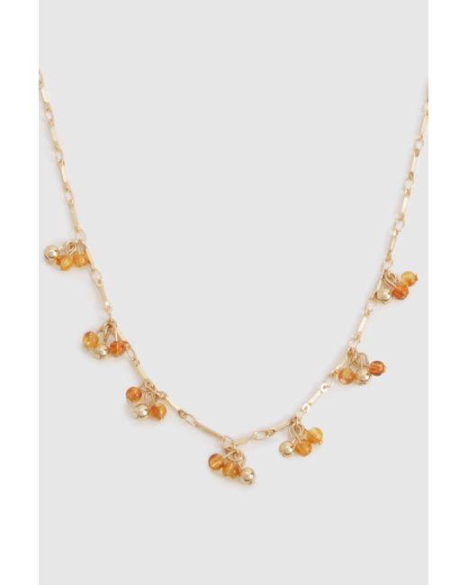 Amber Beaded Cluster Necklace Boohoo de color Orange