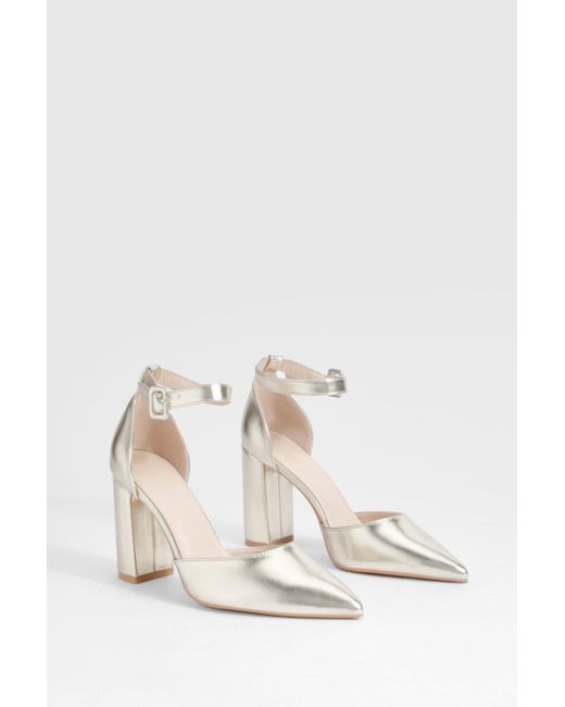 Boohoo Natural Block Heel Two Part Court Shoes