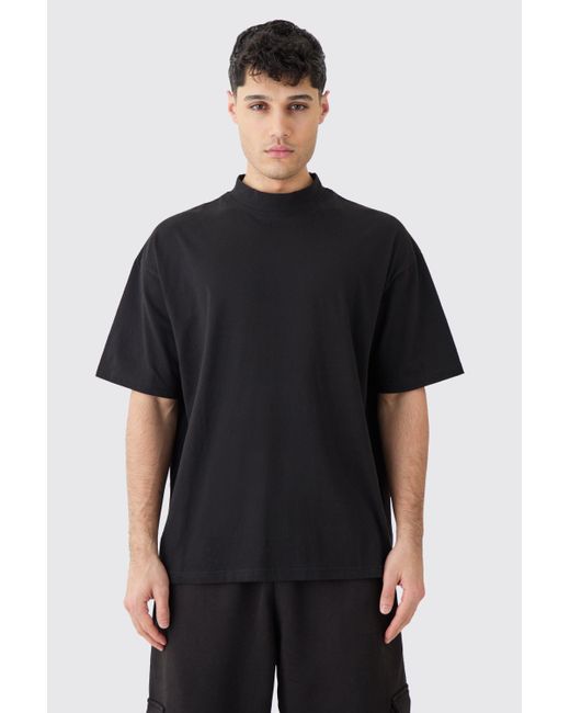 BoohooMAN Black Oversized Extended Neck T-shirt for men